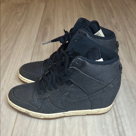Nike Black High-Top Sneakers with Wedge Heel - Picture 1 of 12